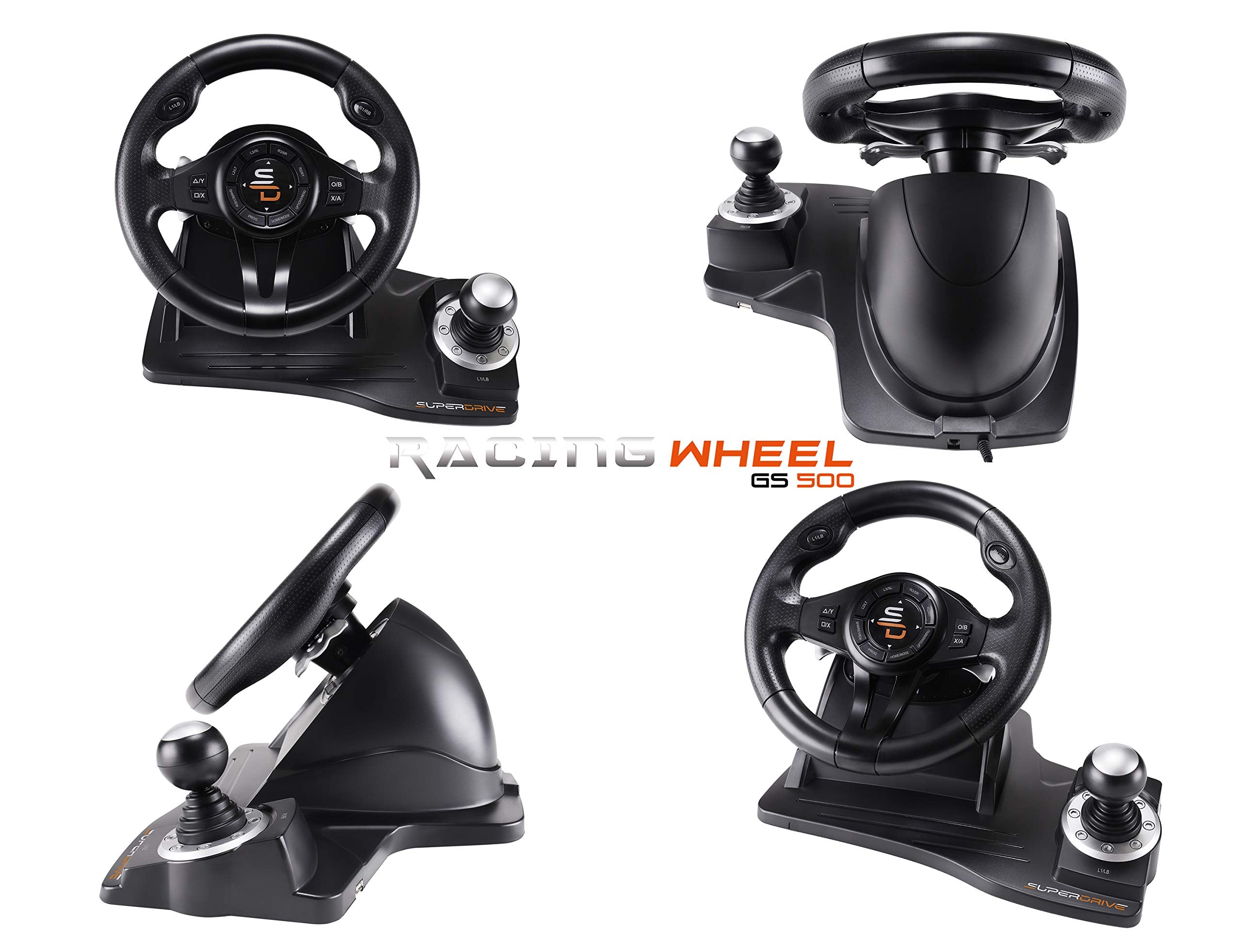 Superdrive - Volante De Carreras Gs500 Con Palanca De Cambios, Pedal Y Vibraciones Para PS4 - , Xbox One, PC, PS3 Superdrive - Volante De Carreras Gs500 Con Palanca De Cambios, Pedal Y Vibraciones Para PS4 - , Xbox One, PC, PS3